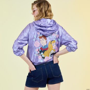 Sleeping Beauty Princess Aurora & Prince Phillip Floral Windbreaker Half-Zip Unisex Hoodie, Image 2