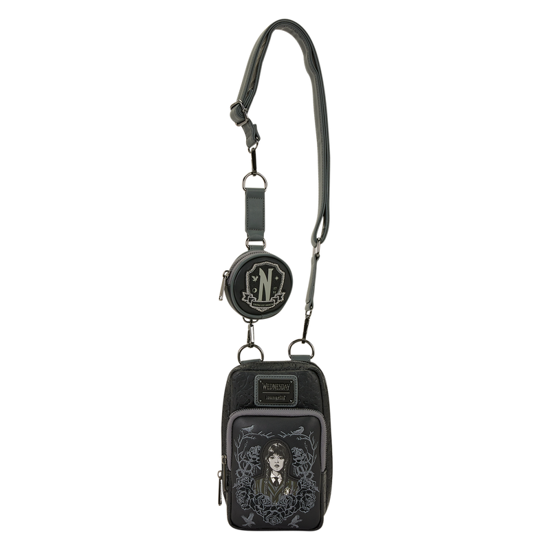 Wednesday Black Roses Cell Phone Crossbody Bag with Coin Bag, , hi-res view 5