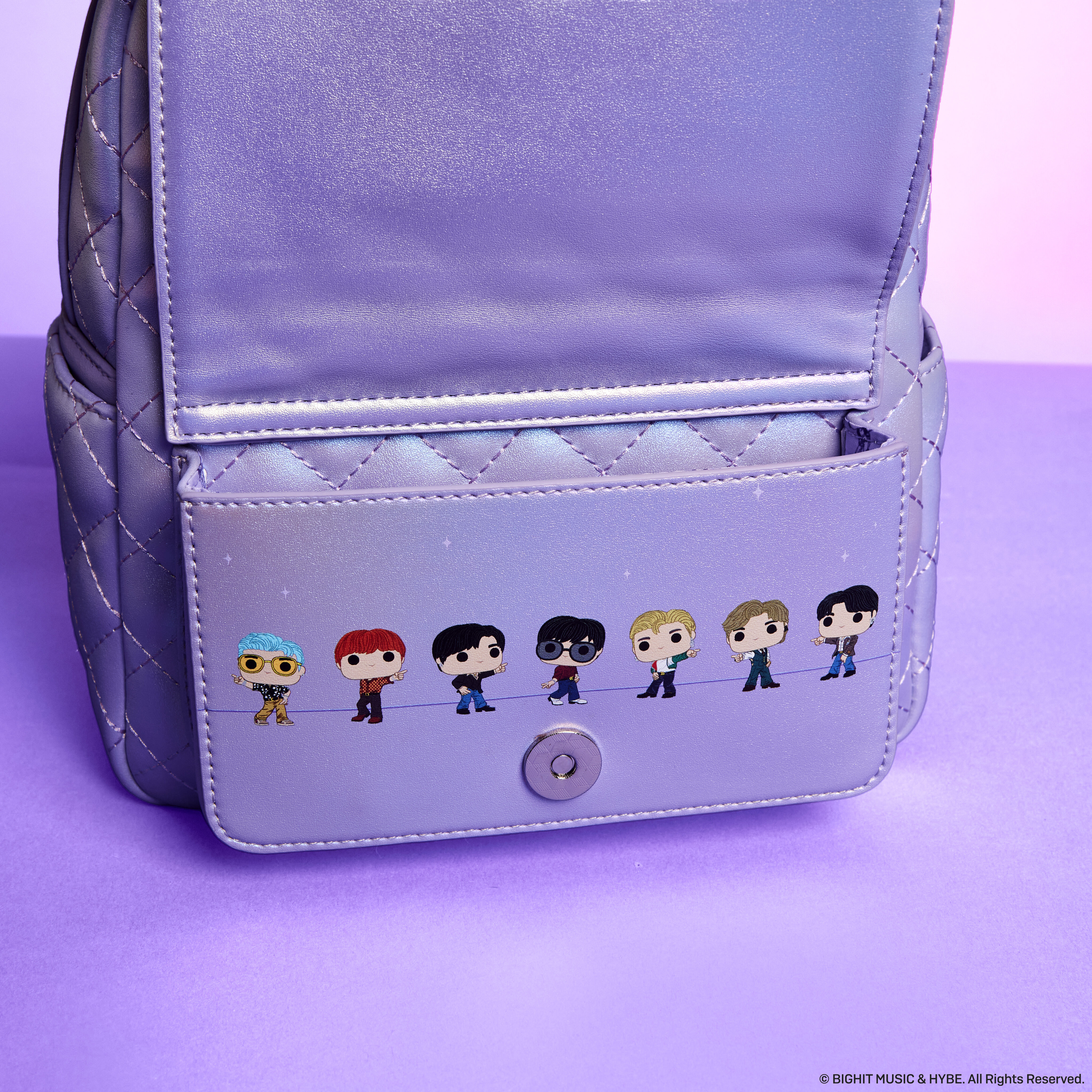 Buy Funko Pop By Loungefly BTS Logo Iridescent Purple Mini Backpack at Loungefly