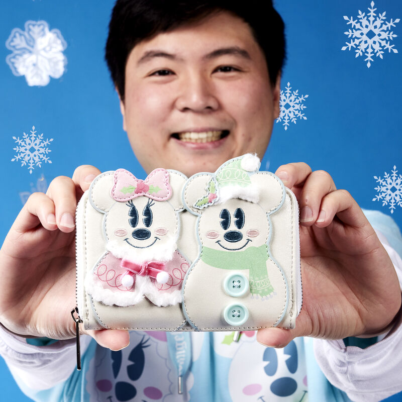 Mickey & Minnie Pastel Snowman Zip Around Wallet, , hi-res view 2