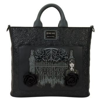 Wednesday Black Roses Convertible Backpack & Tote Crossbody Bag, Image 1