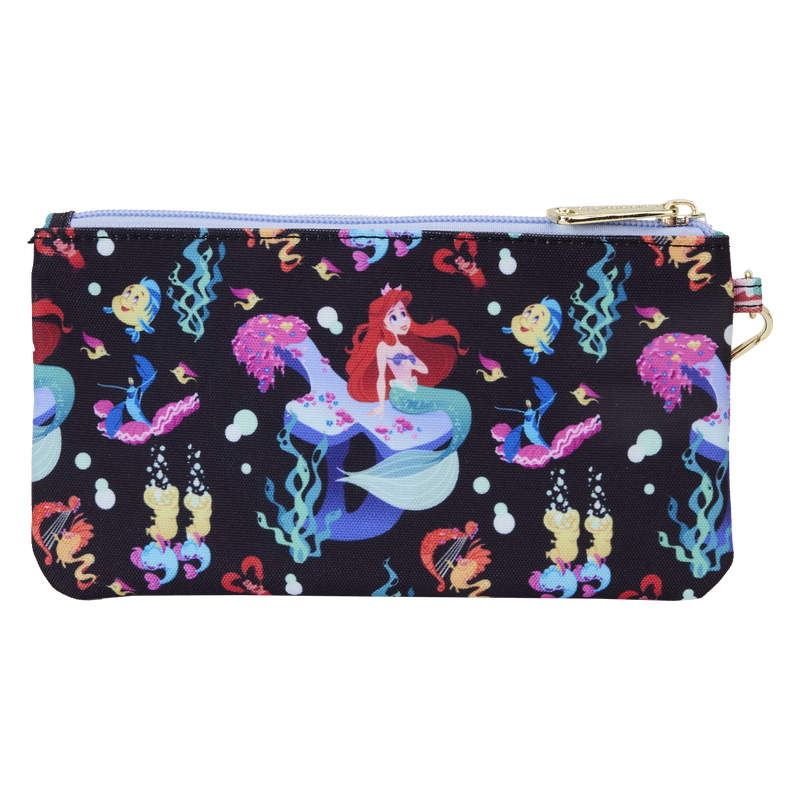 The Little Mermaid 35th Anniversary Life is the Bubbles All-Over Print  Nylon Zipper Pouch Wristlet