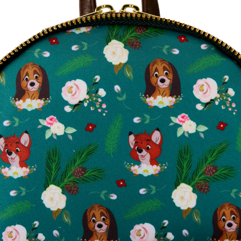 【Loungefly】ディズニー きつねと猟犬 花柄 ミニ バックパック The Fox and the Hound Forest Floral Mini Backpack | Loungefly