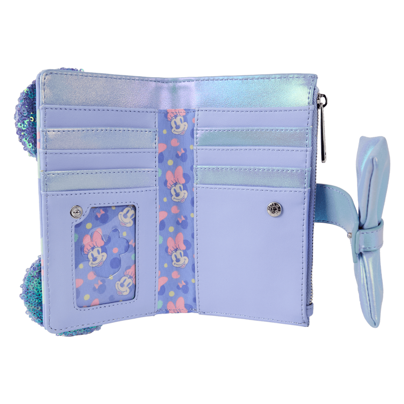 Minnie Mouse Exclusive Iridescent All-Over Print Sequin Ear Flap Wallet, , hi-res view 6