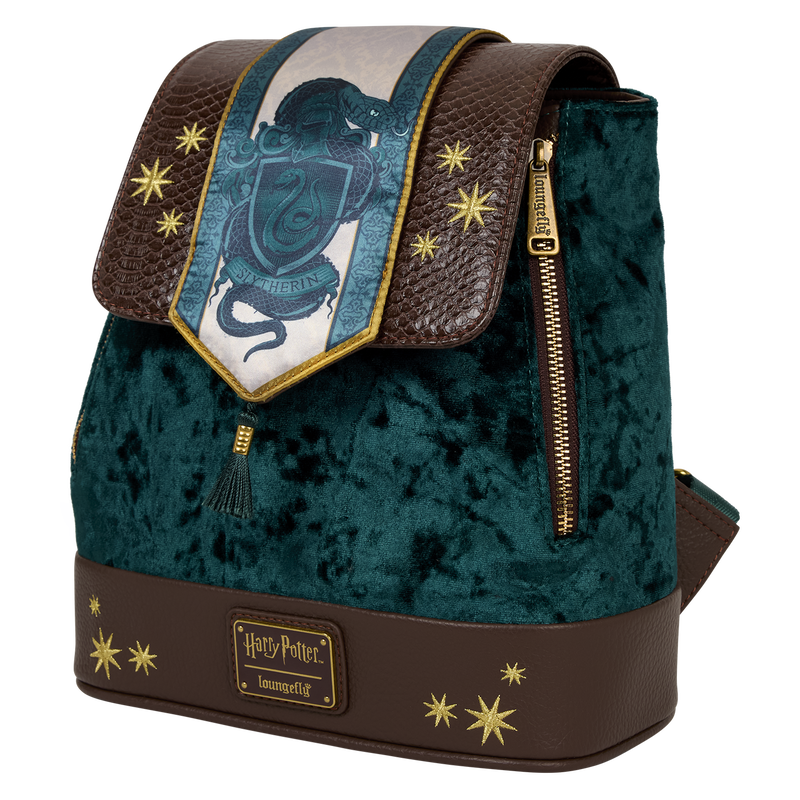 Exclusive Harry Potter Slytherin Banner Velvet Mini Backpack, , hi-res view 4