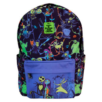 Nightmare Before Christmas Neon Glow All-Over Print Nylon Full-Size Backpack, Image 1