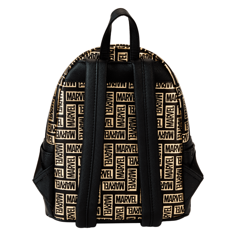海外限定★LOUNGEFLY★Marvel ゴールド ロゴ リュック Marvel 85th Anniversary All-Over Print Logo Mini Backpack
