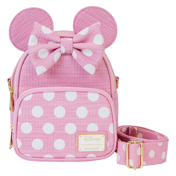 Minnie Mouse Woven Texture Convertible Mini Backpack & Crossbody Bag, Image 1
