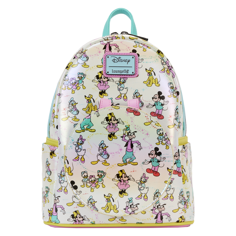Disney100 Mickey & Friends Classic All-Over Print Iridescent Mini Backpack  With Ear Headband