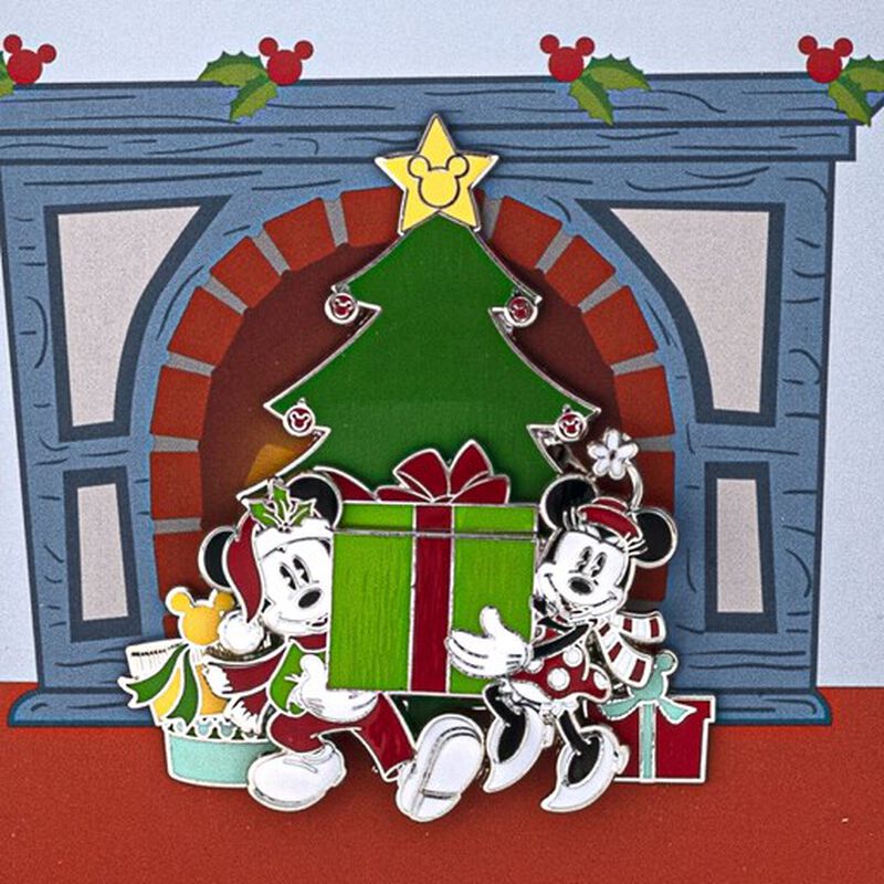 Disney Holiday Mickey & Minnie Mouse Collector Box Sliding Enamel Pin, , hi-res view 4