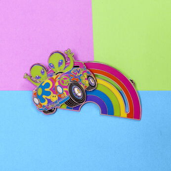 Lisa Frank Zoomer & Zorbit Rainbow 3" Collector Box Sliding Pin, Image 2