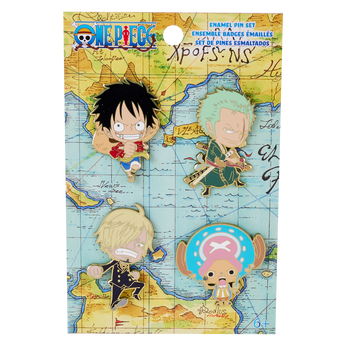 One Piece 25th Anniversary Chibi 4-Piece Pin Set, Image 1