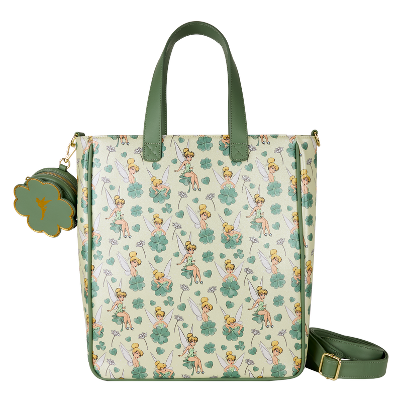 Peter Pan Tinker Bell Clover All-Over Print Tote Crossbody Bag With Coin Bag, , hi-res view 1