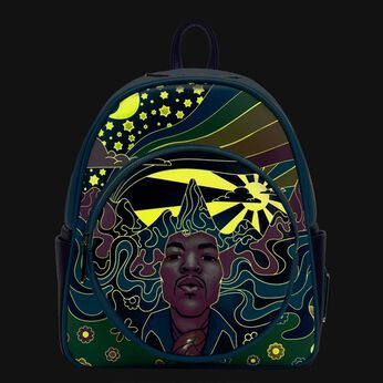 Jimi Hendrix Psychedelic Glow Landscape Zip Mini Backpack, Image 2