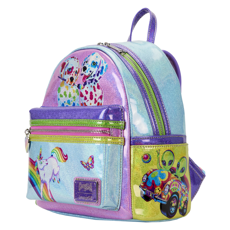 Buy Lisa Frank Holographic Glitter Color Block Mini Backpack at Loungefly.