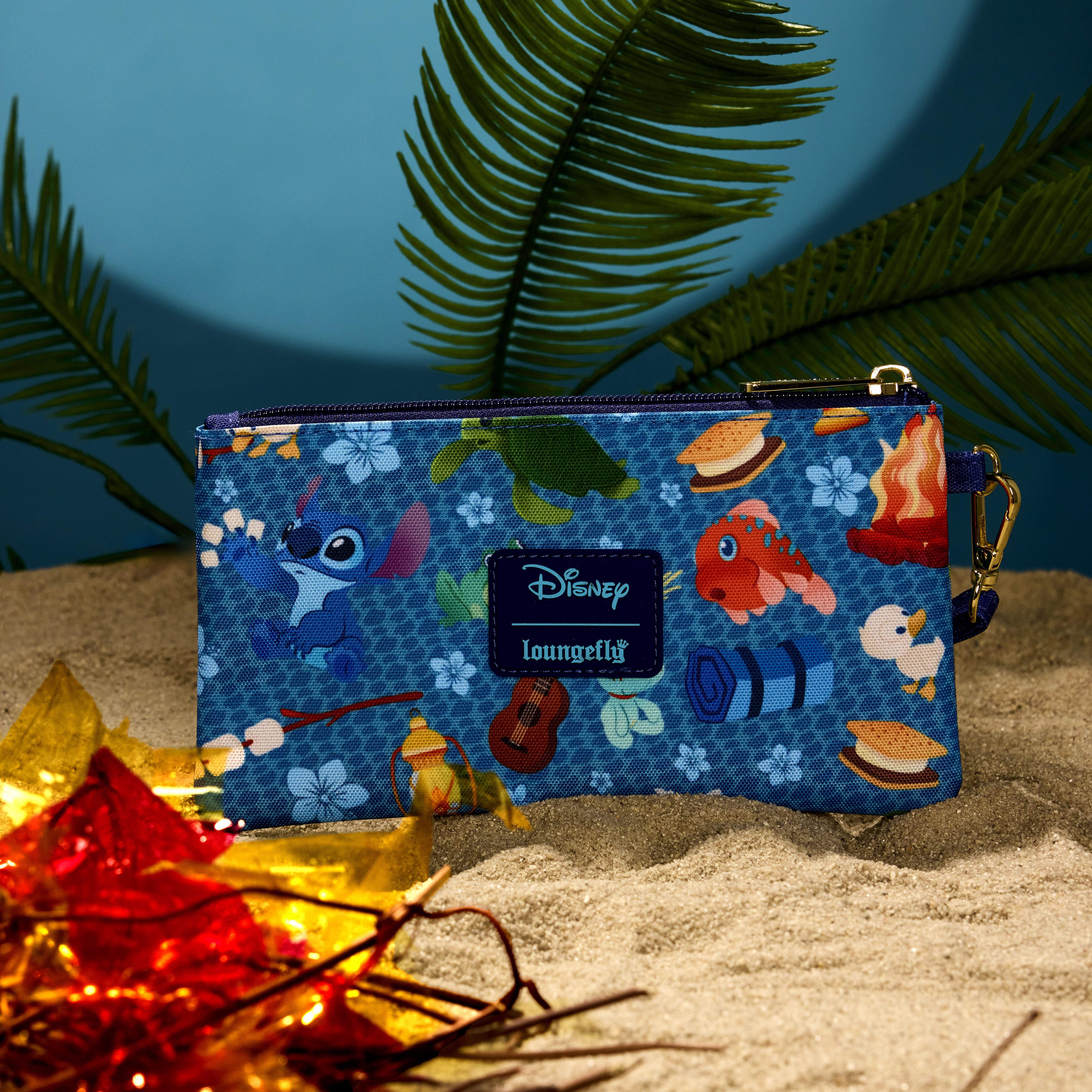 Stitch Camping Cuties All-Over Print Nylon Zipper Pouch Wristlet