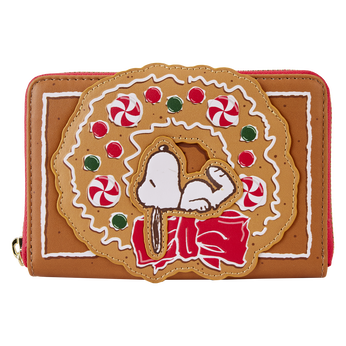Peanuts Snoopy Gingerbread Wreath Scented Zip Around Wallet, Image 1