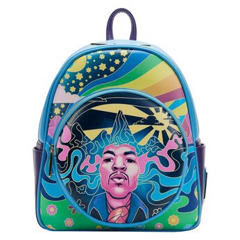 Jimi Hendrix Psychedelic Glow Landscape Zip Mini Backpack, Image 1