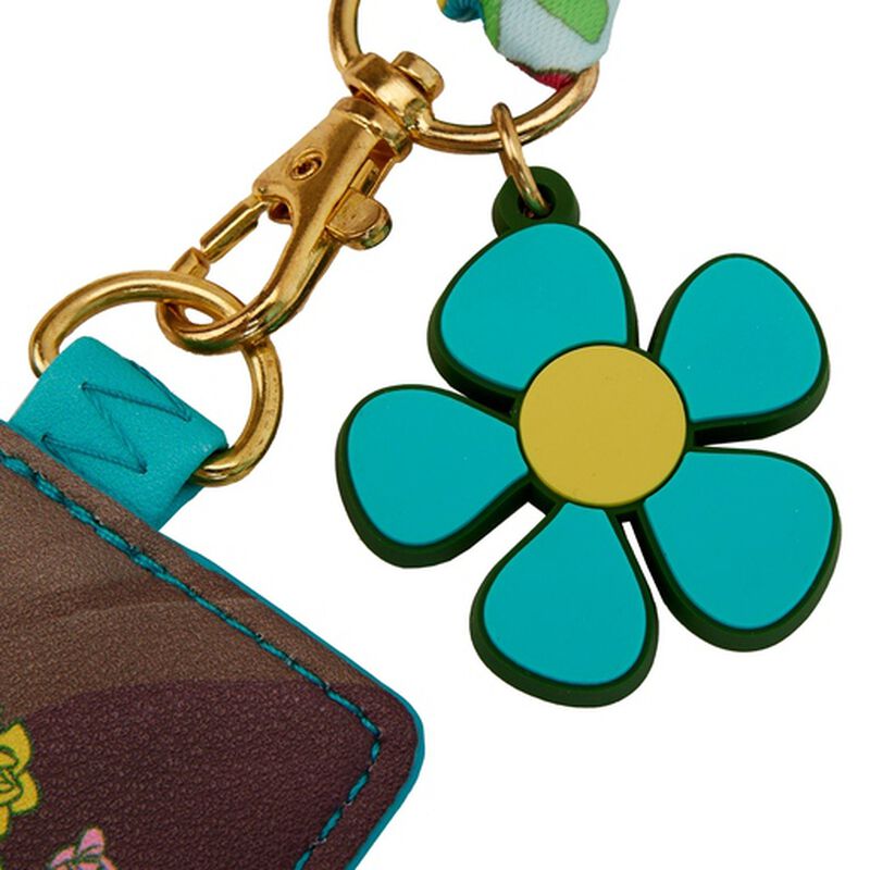 Leather Flower Bag Charm Keychain - Blue Multi