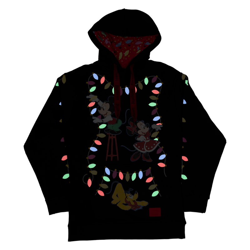 Mickey & Friends Holiday String Lights Glow Unisex Hoodie, , hi-res view 4