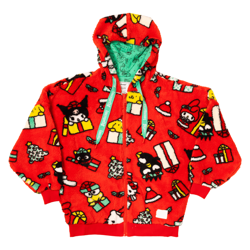Sanrio Hello Kitty & Friends Holiday Sherpa Zip Up Unisex Hoodie, , hi-res view 3