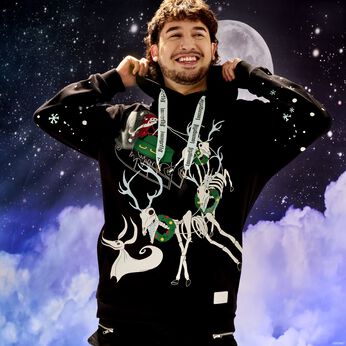 The Nightmare Before Christmas Santa Jack Skeleton Reindeer Glow Unisex Hoodie, Image 2