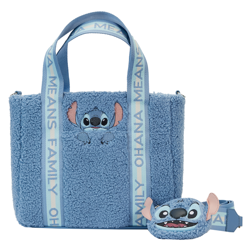 Stitch Plush Sherpa Tote Bag With Coin Bag, , hi-res view 1