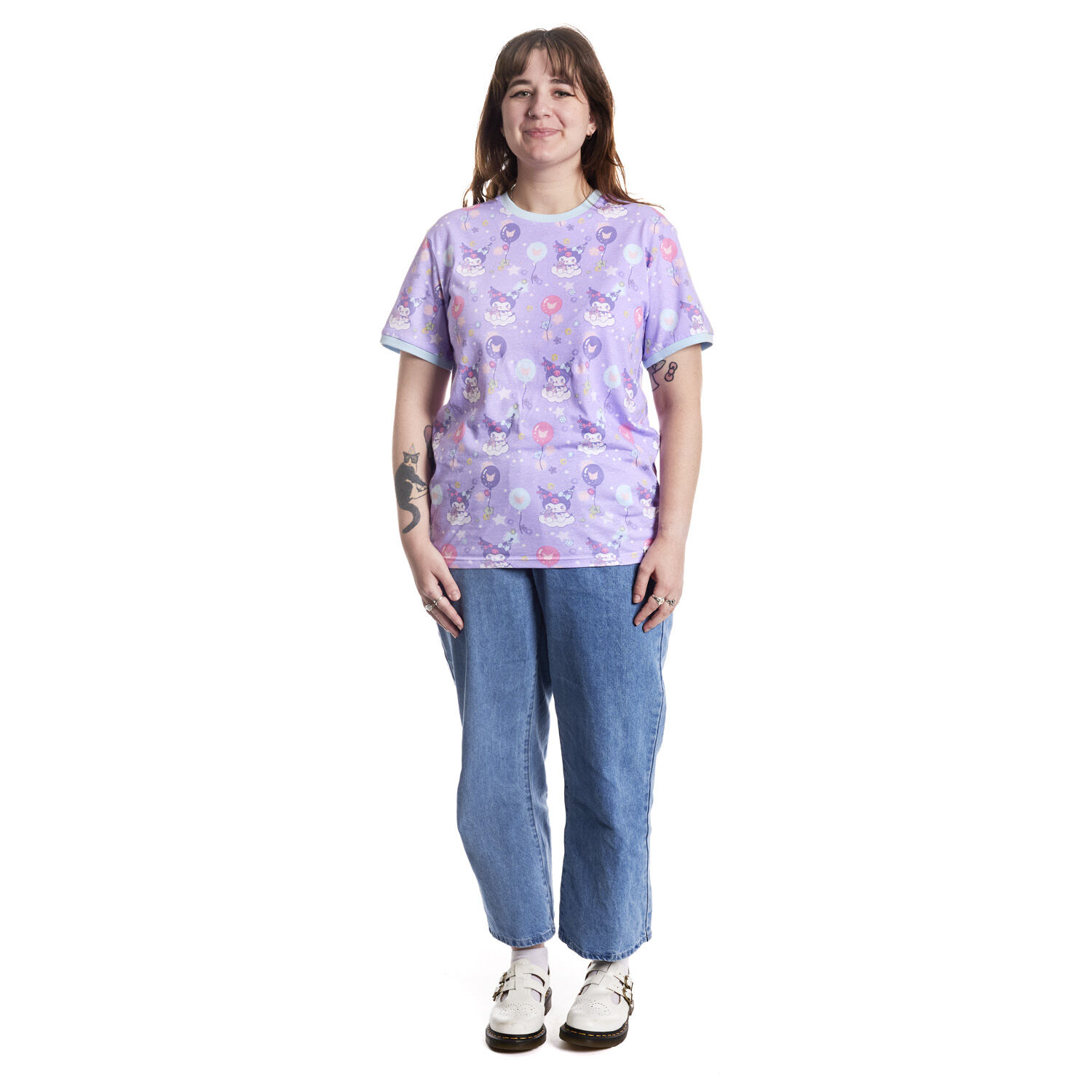 【LOUNGEFLY】★Tシャツ★ Sanrio Kuromi Carnival Ringer Tee Sanrio Kuromi Carnival All-Over Print Unisex Ringer Tee