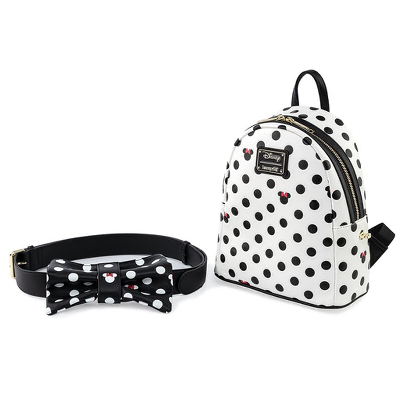 Disney Minnie Mouse Black & White Polka Dot Bow Mini Backpack with Fanny Pack, , hi-res view 3
