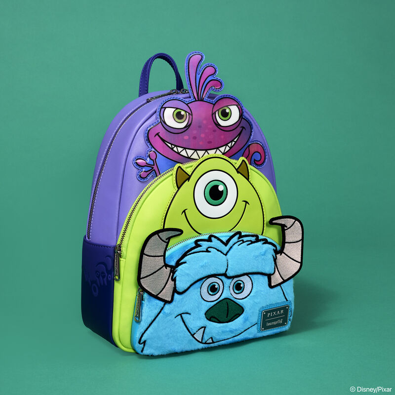 Monsters, Sulley, Mike, Randall Triple Pocket Mini Backpack
