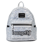Loungefly 25th Anniversary Logo Holographic Silver Sequin Mini Backpack, , hi-res view 1
