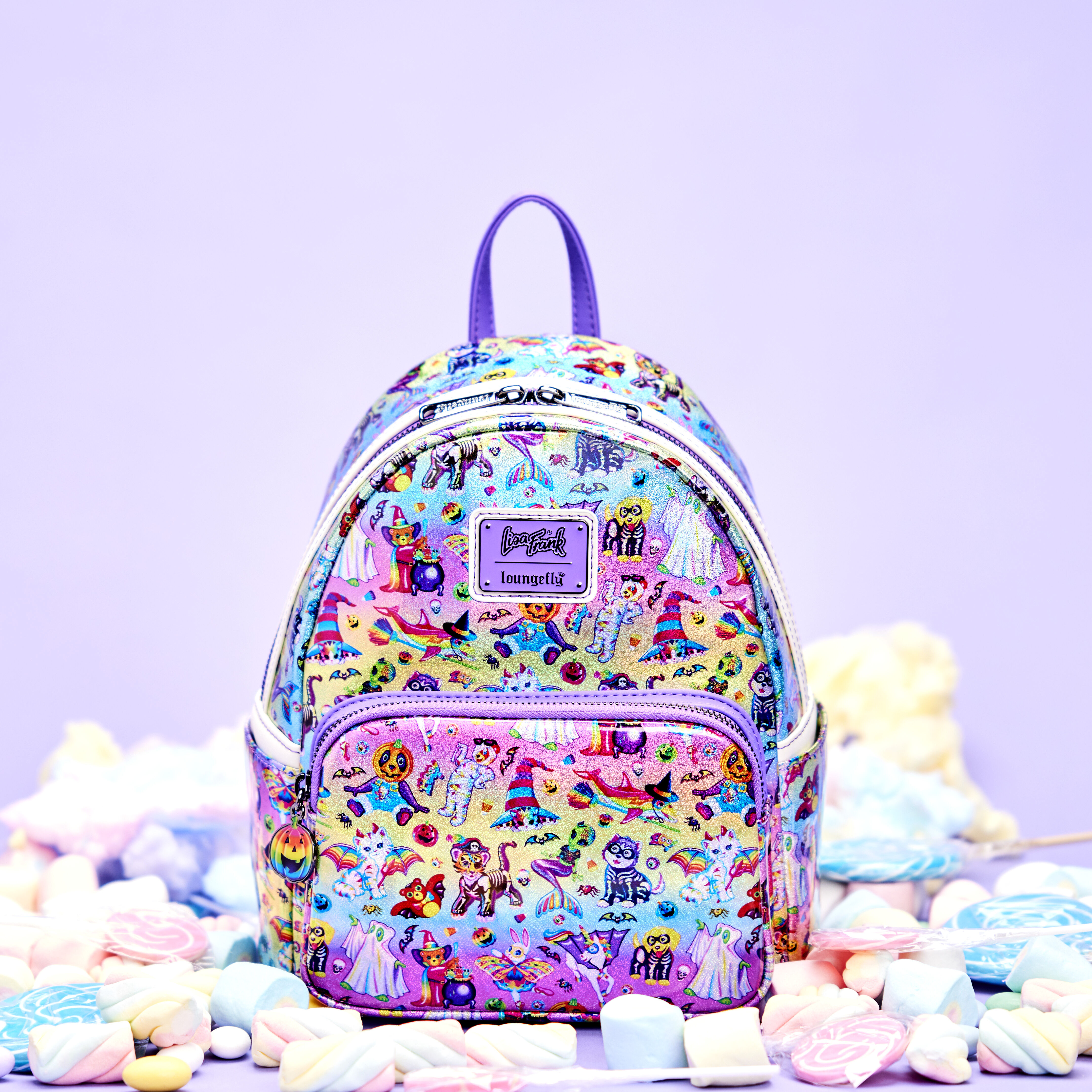 Lisa Frank Logo Heart Rainbow Mini Backpack by Loungefly