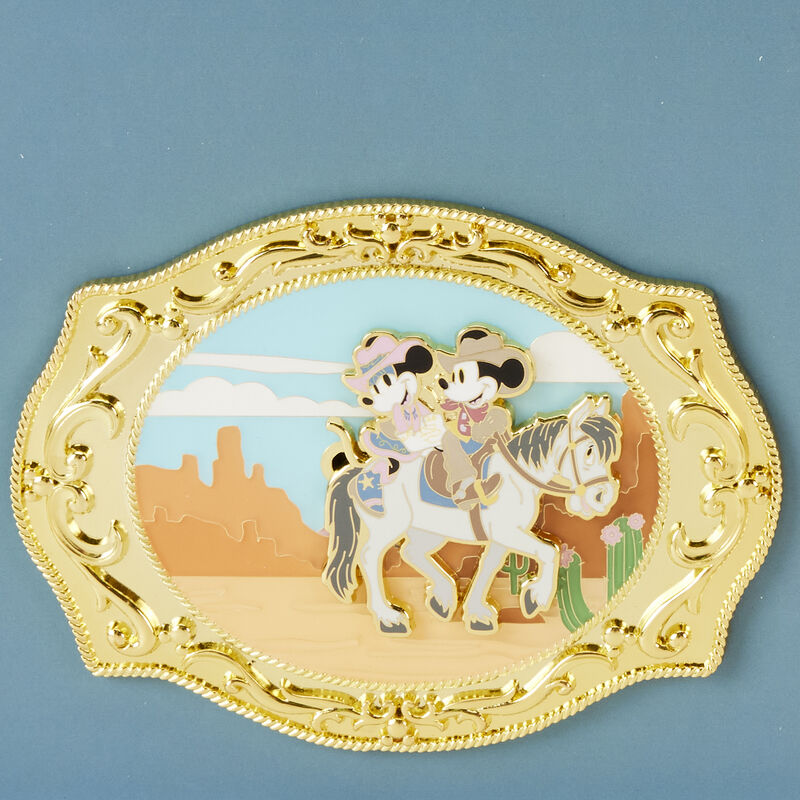 Western Mickey & Minnie Belt Buckle 3" Collector Box Pin, , hi-res view 6