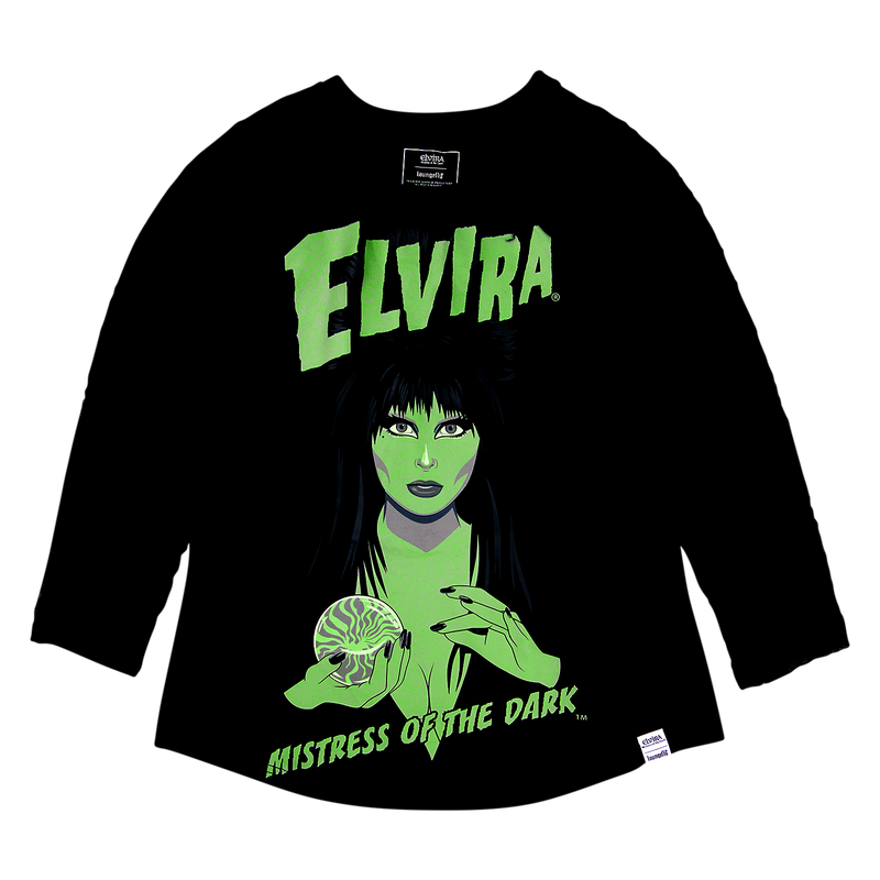 Elvira, Mistress of the Dark Glow Unisex Raglan Tee, , hi-res view 3