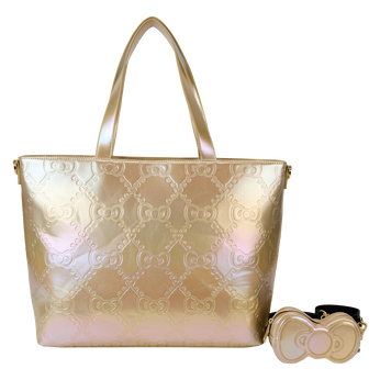 Sanrio 50th Anniversary Hello Kitty Metallic Gold Tote Bag With Coin Bag, Image 1