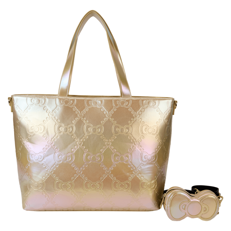 Sanrio Hello Kitty 50th Anniversary Metallic Gold Tote Crossbody Bag With Coin Bag, , hi-res view 1