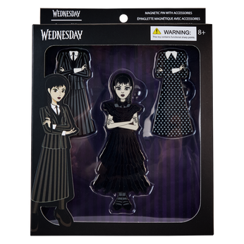 Wednesday Addams Paper Doll Magnetic Pin Set, Image 1