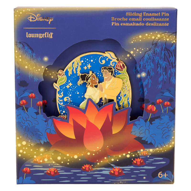 The Princess And The Frog 15th Anniversary Tiana & Naveen Glow 3" Collector Box Sliding Pin, , hi-res view 1