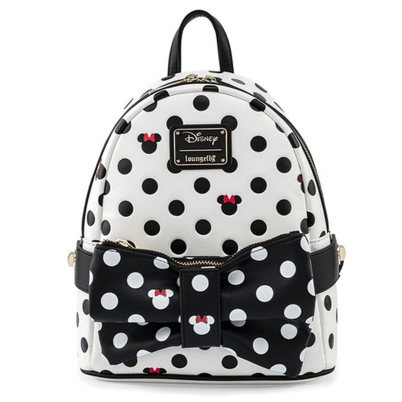 Disney Minnie Mouse Black & White Polka Dot Bow Mini Backpack with Fanny Pack, , hi-res view 1