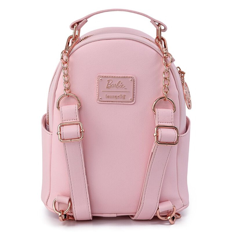 Loungefly X Barbie&trade; Logo Rose Gold Chain Strap Convertible Mini Backpack, , hi-res view 5
