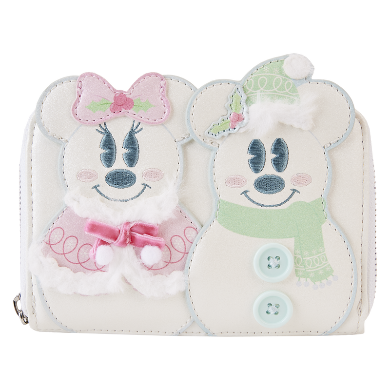 Mickey & Minnie Pastel Snowman Zip Around Wallet, , hi-res view 1