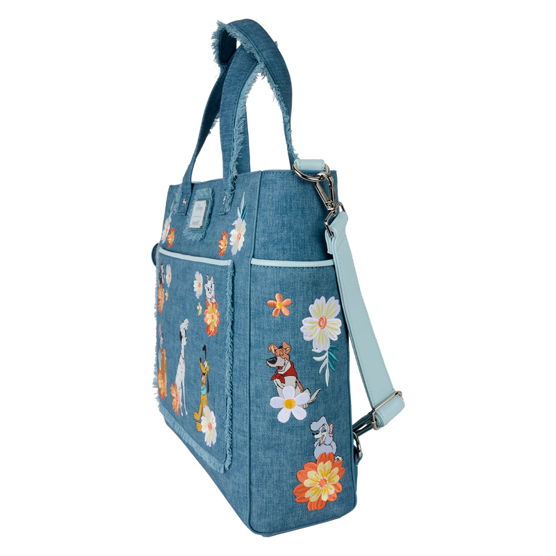 Disney Dogs & Cats Floral Faux Denim Convertible Backpack & Tote Bag with Coin Bag, , hi-res view 5