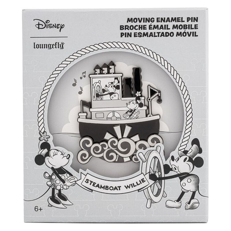 Disney Steamboat Willie Collector Box Moving Enamel Pin, , hi-res view 1
