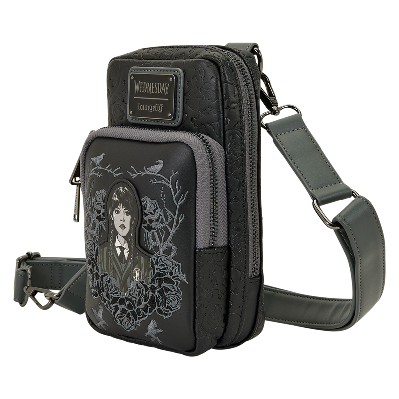Wednesday Black Roses Cell Phone Crossbody Bag with Coin Bag, , hi-res view 4