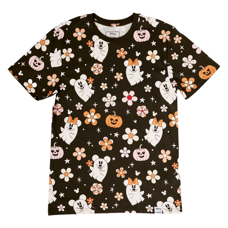 Mickey & Minnie Floral Ghost All-Over Print Unisex Tee, , hi-res view 6