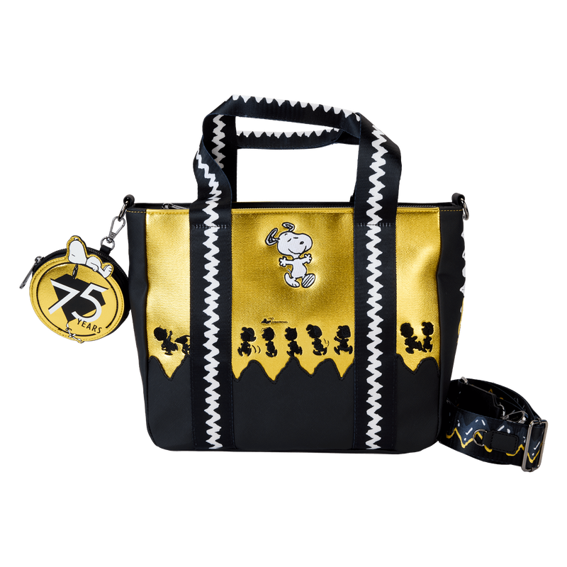 Peanuts 75th Anniversary Snoopy & Gang Tote Crossbody Bag With Coin Bag, , hi-res view 1