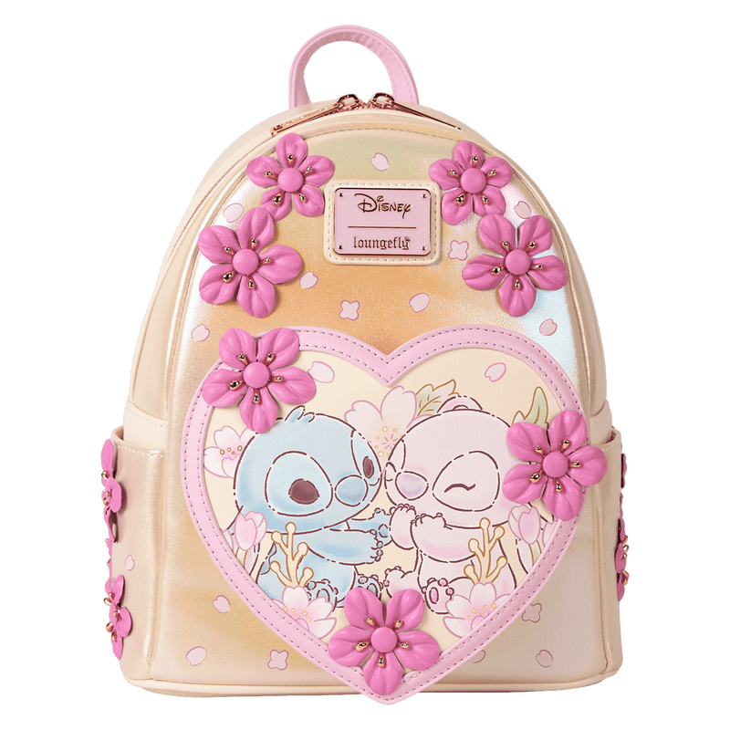 Stitch & Angel Cherry Blossom Heart Mini Backpack, , hi-res view 1