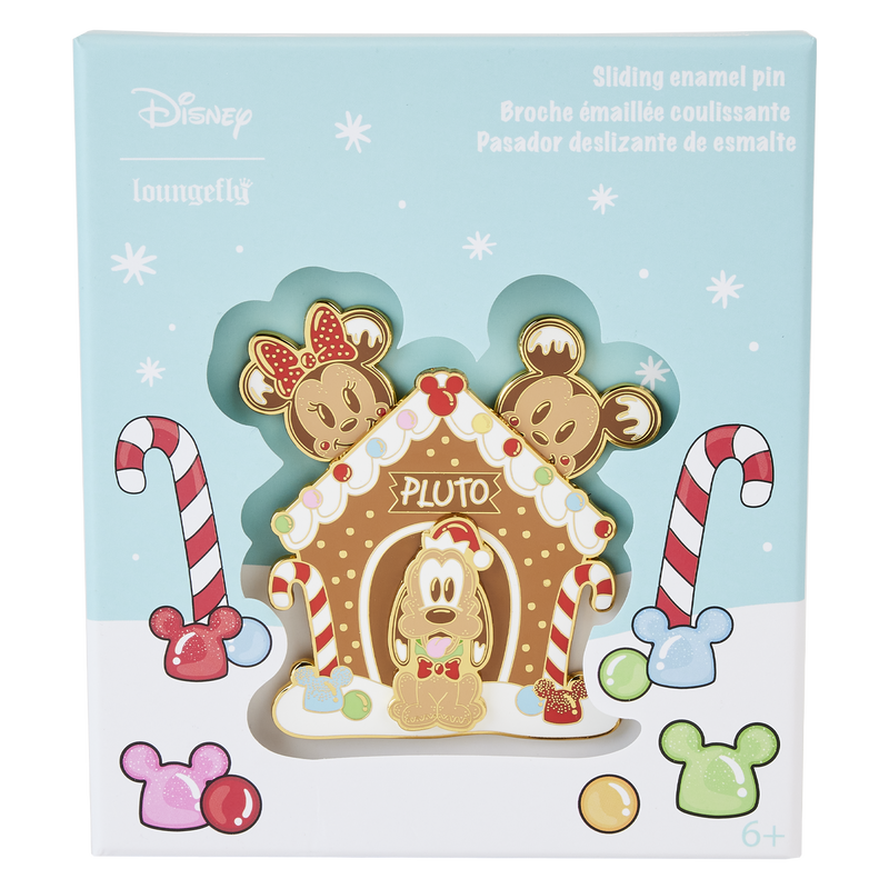 Mickey & Friends Gingerbread Pluto's Dog House 3" Collector Box Pin, , hi-res view 1