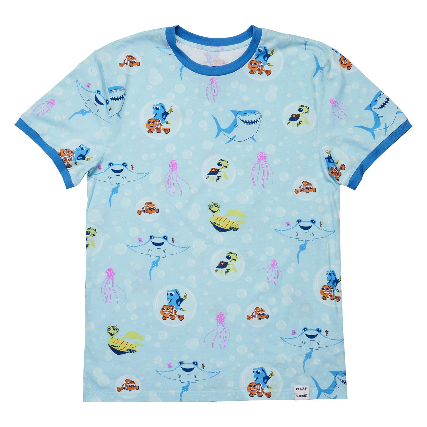 Finding Nemo 20th Anniversary Bubbles All-Over Print Unisex Ringer Tee