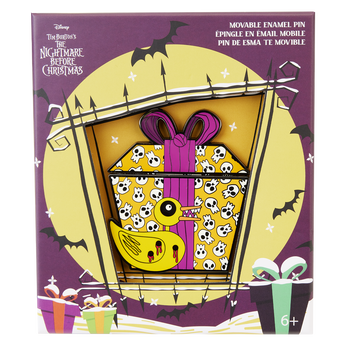 Nightmare Before Christmas Scary Teddy Present 3" Collector Box Sliding Pin, Image 1